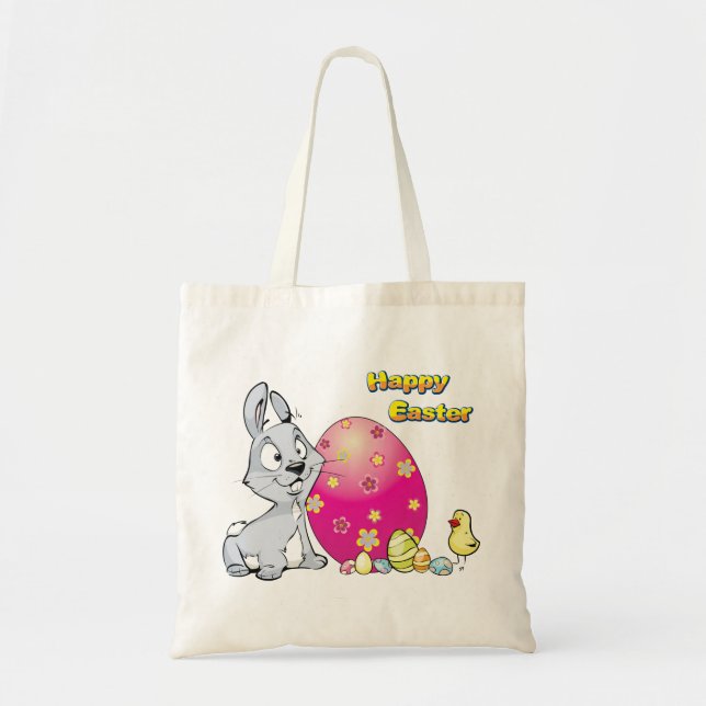 Happy Oaster Bunny und Baby Chick Tragetasche (Vorne)