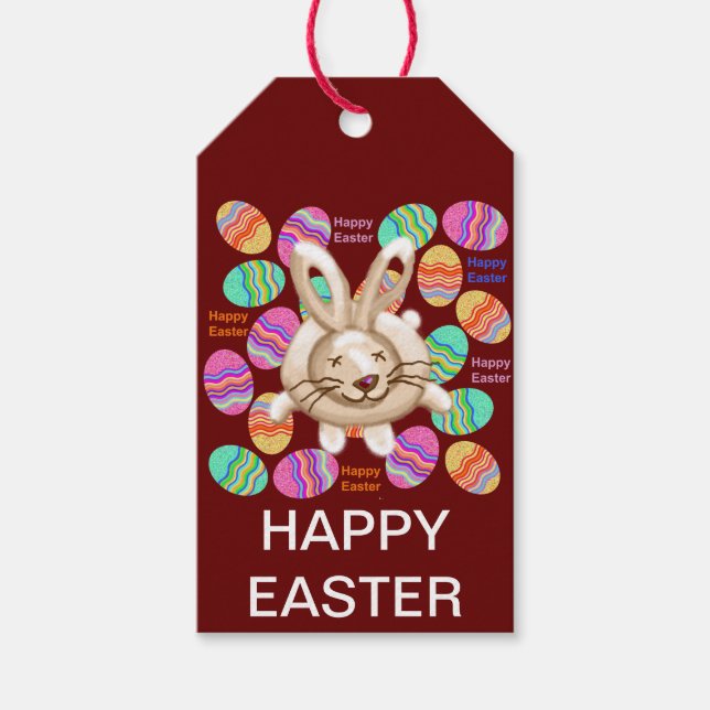 Happy Oaster Bunny und Eier Geschenkanhänger (Vorderseite)