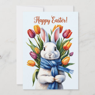 Happy Oaster Bunny und Tulip Blume Feiertagskarte