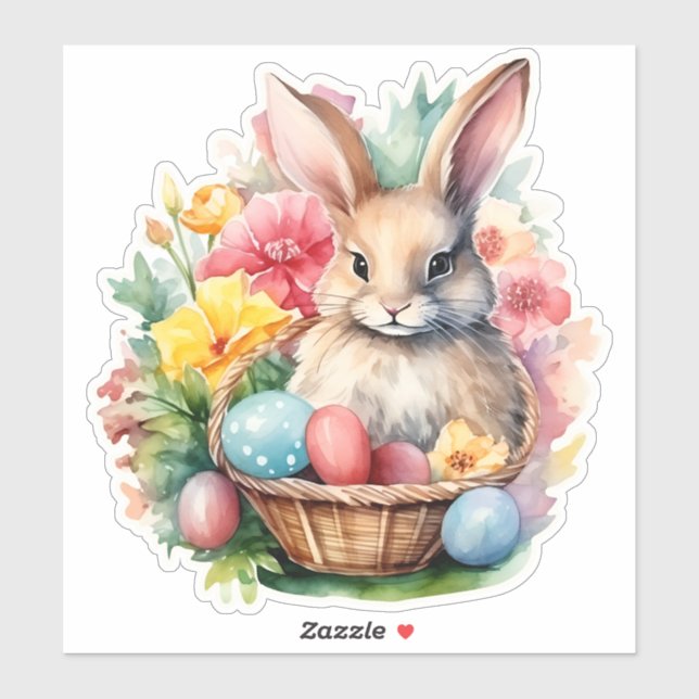 Happy Oaster Bunny Watercolor Malerei Aufkleber (Blatt)