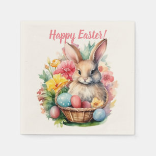 Happy Oaster Bunny Watercolor Malerei Serviette