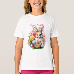 Happy Oaster Bunny Watercolor Malerei T-Shirt