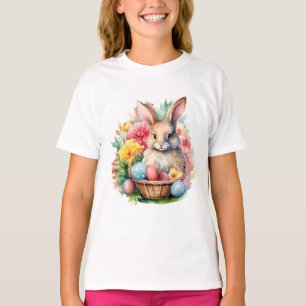 Happy Oaster Bunny Watercolor Malerei T-Shirt