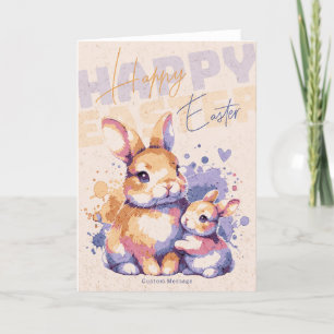 Happy Oaster Bunny Watercolor Moderne Custom Feiertagskarte