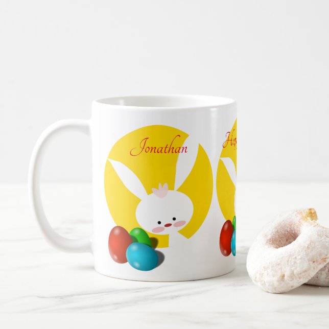 Happy Oaster Bunny Yellow Kaffeetasse (Mit Donut)
