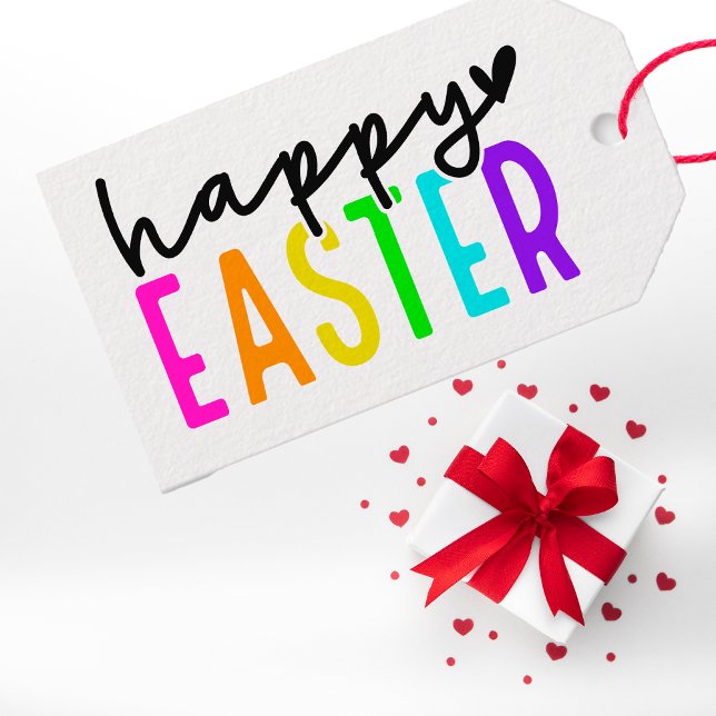 Happy Oaster bunt personalisiert Geschenkanhänger (Von Creator hochgeladen)