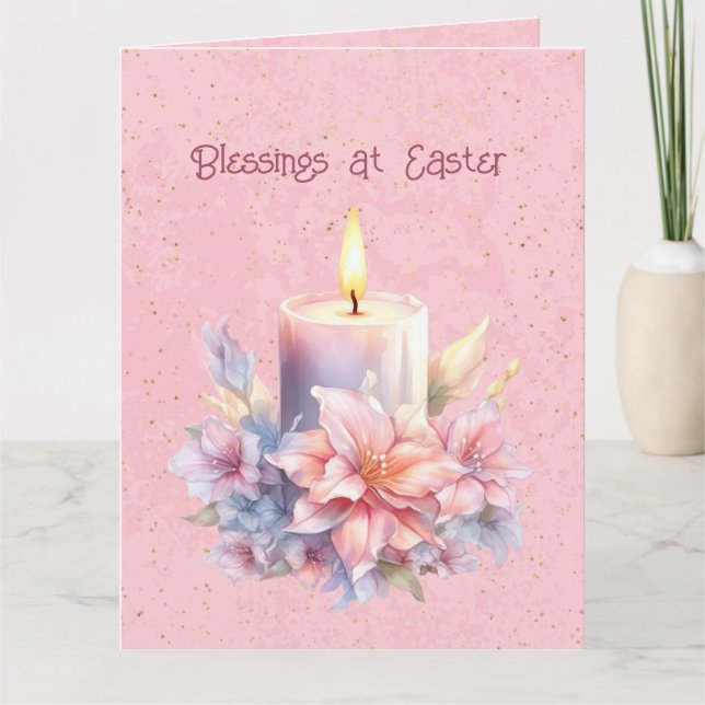 Happy Oaster Candle Blume Karte (Vorderseite)