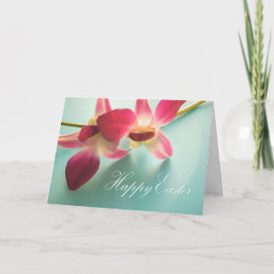 Happy Oaster Card (magenta orchids) Feiertagskarte