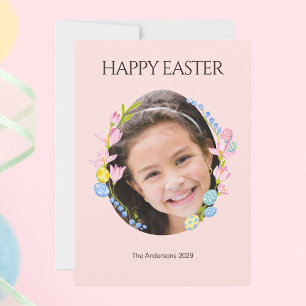 Happy Oaster Card mit floralem Foto Rahmen Feiertagskarte