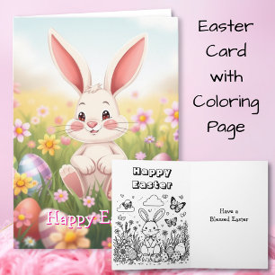 Happy Oaster   Cartoon Bunny Inside Colour Page Karte
