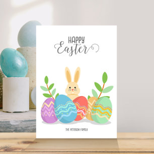 Happy Oaster Cartoon Bunny & Ostereier Einladung