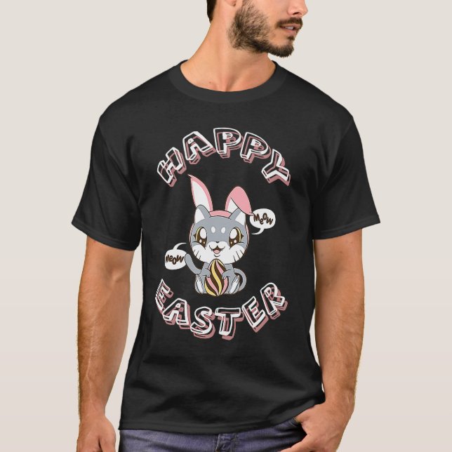 Happy Oaster Cat Bunny T-Shirt (Vorderseite)
