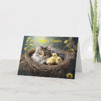 Happy Oaster Cat with chicks