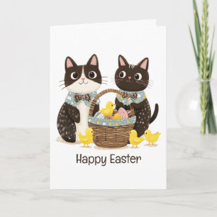 Happy Oaster Cats Osterkörbe Baby Chicks Karte