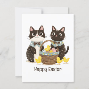 Happy Oaster Cats Osterkörbe Baby Chicks Postkarte
