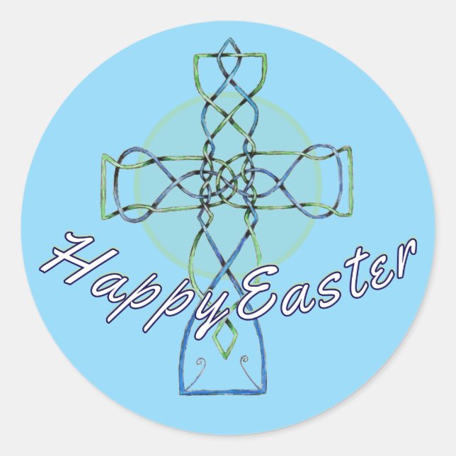 Happy Oaster Celtic Cross Aufkleber (Vorderseite)