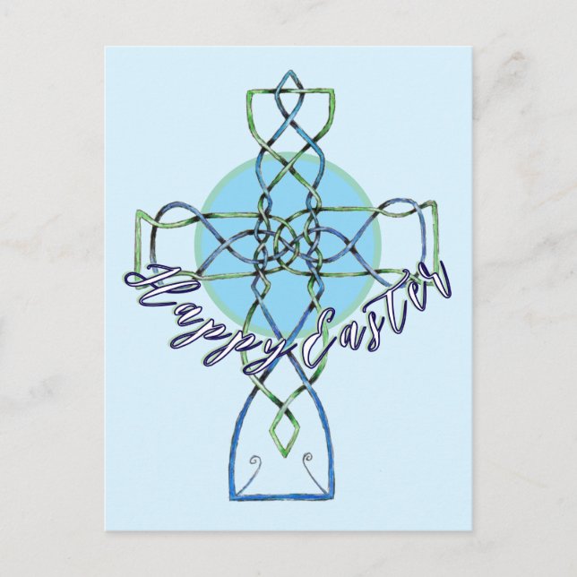 Happy Oaster Celtic Knot Cross Postcard Postkarte (Vorderseite)