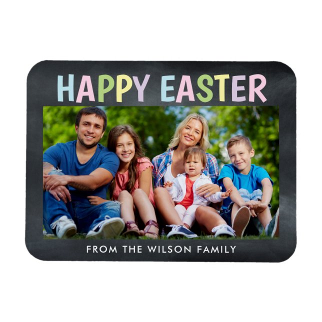 Happy Oaster Chalkboard Foto Magnet (Horizontal)