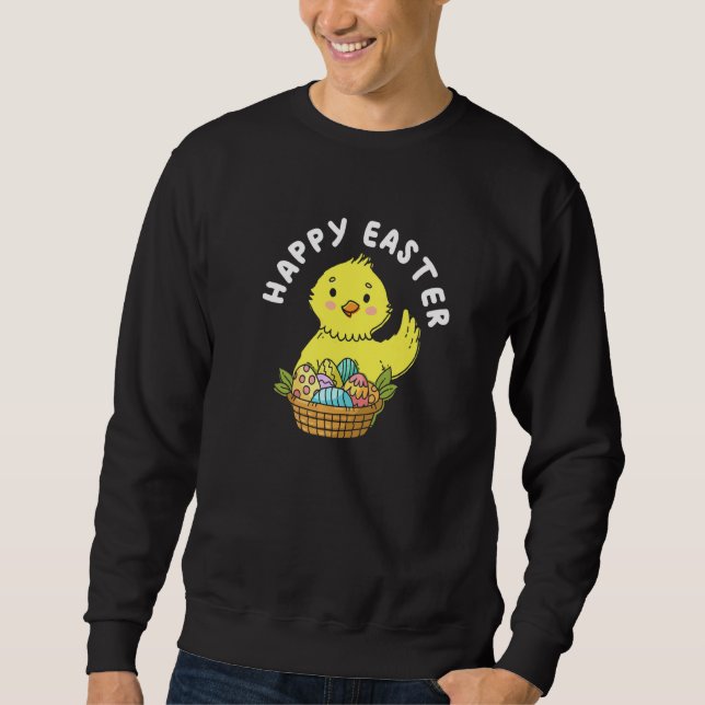 Happy Oaster Chick Bunny Rabbit Spring Eggs Huntin Sweatshirt (Vorderseite)