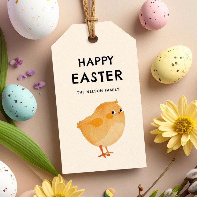 Happy Oaster chick niedlich und festlich Geschenkanhänger (Von Creator hochgeladen)