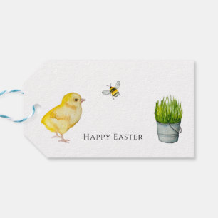 Happy Oaster chick und Frühlingsblumen Geschenkanhänger