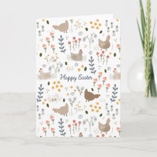 Happy Oaster Chicken Country Wildblumen Gruß Karte
