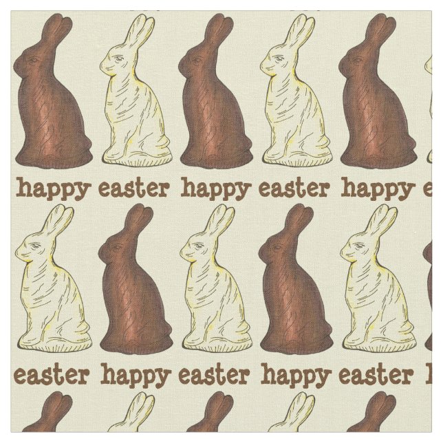 Happy Oaster Chocolate Bunny Rabbit Ears Bunnies Stoff (Nahaufnahme)