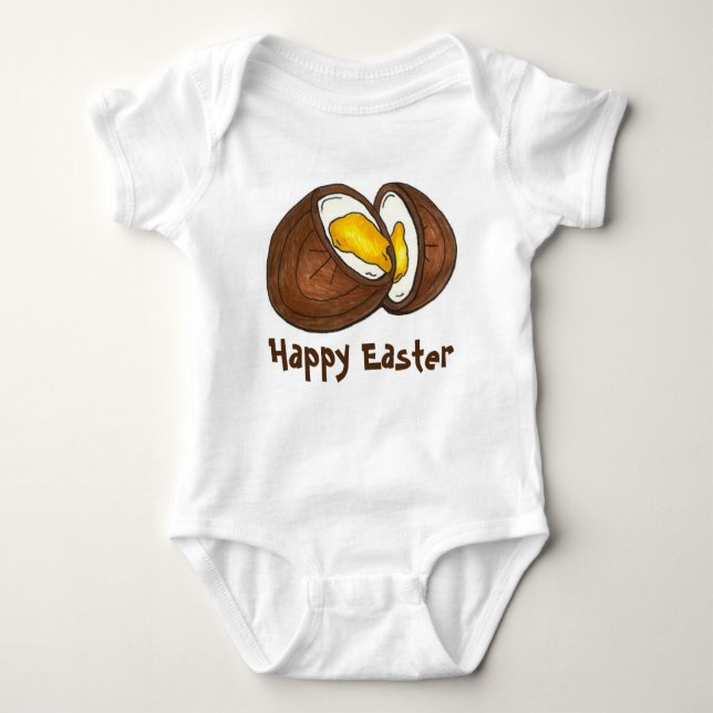 Happy Oaster Chocolate Creme Eggs Basket Candy Baby Strampler (Vorderseite)