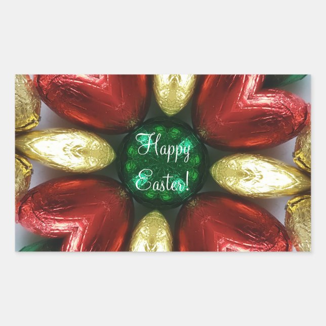 Happy Oaster Chocolate Eggs Kaleidoscope Blume Rechteckiger Aufkleber (Vorderseite)