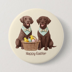 Happy Oaster Chocolate Labrador Retriever Hunde Button