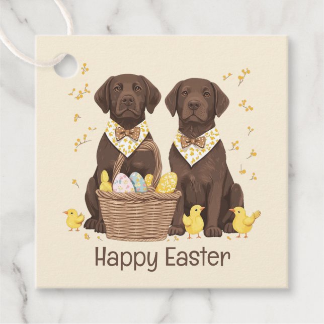 Happy Oaster Chocolate Labrador Retriever Hunde Geschenkanhänger (Vorderseite)