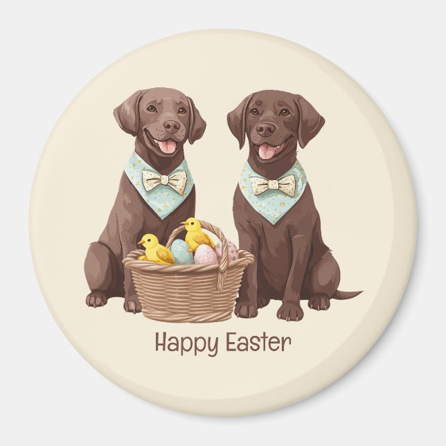 Happy Oaster Chocolate Labrador Retriever Hunde Magnet (Vorne)