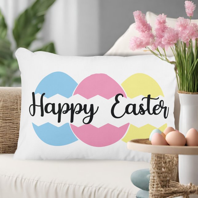 Happy Oaster Color Pastel Eggs Dekokissen (Happy Easter Color Pastel Eggs Accent Pillow)