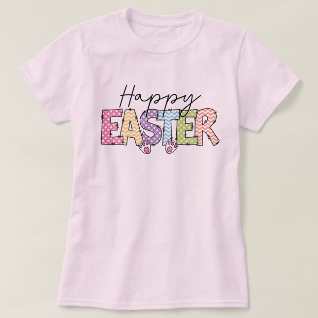 Happy Oaster Colorful Bunny Design T-Shirt (Design vorne)