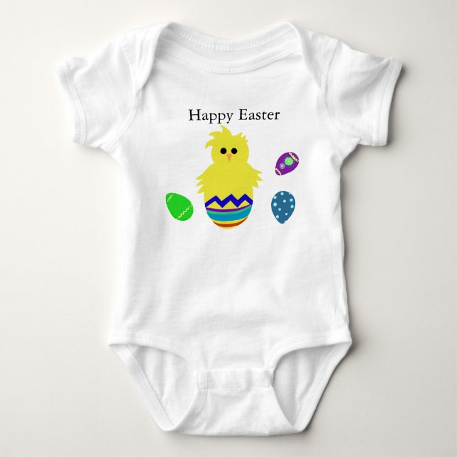 Happy Oaster Colorful Chick Eggs Baby Strampler (Vorderseite)