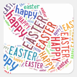 Happy Oaster Colorful Grußtext Quadratischer Aufkleber