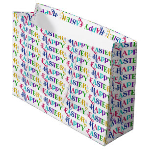 Happy Oaster Colorful Whimsical Retro Typografie 2 Große Geschenktüte