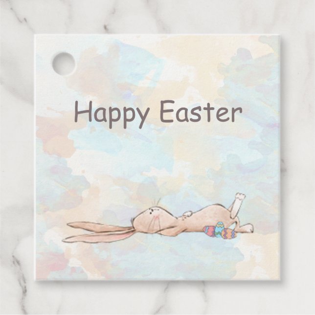 Happy Oaster Cool Bunny Rabbit Eggs Platz Geschenkanhänger (Vorderseite)