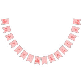 Happy Oaster - Coral Gingham & Oaster Bunnies Wimpelkette