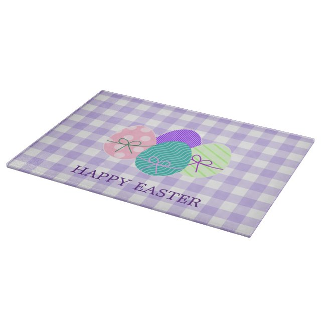 Happy Oaster Country Lavender Gingham Pattern Schneidebrett (Ecke)