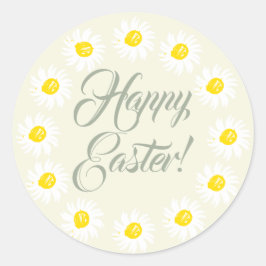 Happy Oaster Creme Drehbuch niedliche daisy Blumen Runder Aufkleber