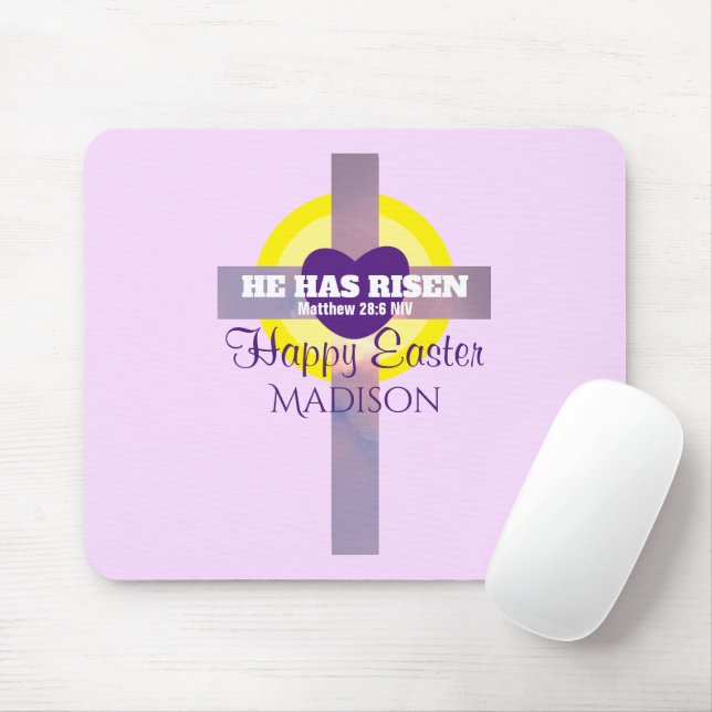 Happy Oaster Cross Bible Verse Individuelle Name L Mousepad (Mit Mouse)