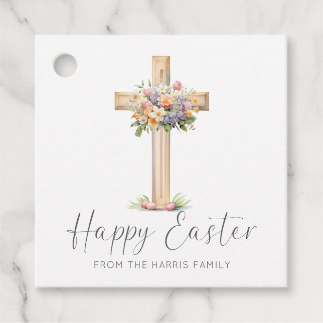 Happy Oaster Cross floral Geschenkanhänger (Vorderseite)