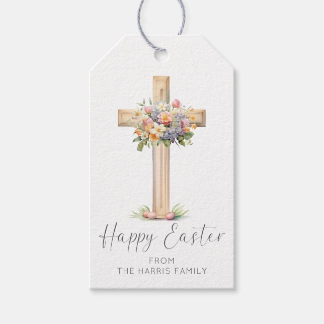Happy Oaster Cross floral Geschenkanhänger (Vorderseite)