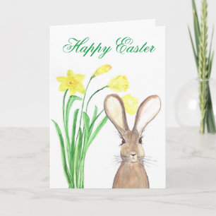 Happy Oaster Daffodil Floral Bunny Rabbit Feiertagskarte