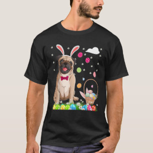 Happy Oaster Day Bunny Dog Mops Tragen sonnige Ohr T-Shirt