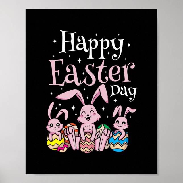 Happy Oaster Day Bunny Rabbit Egg Jagen Poster (Vorne)