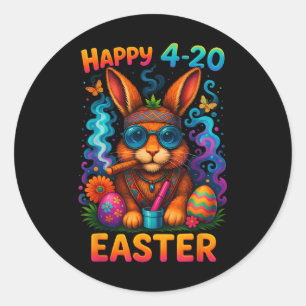 Happy Oaster Day Bunny Smoking Wewn Funny Runder Aufkleber