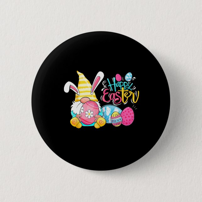 Happy Oaster Day Bunny Spring Gnome Ostereier Jung Button (Vorderseite)