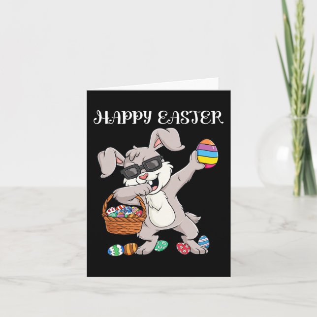 Happy Oaster Day Dabbing Rabbit Eggs Kleinkind Boy Karte (Vorderseite)